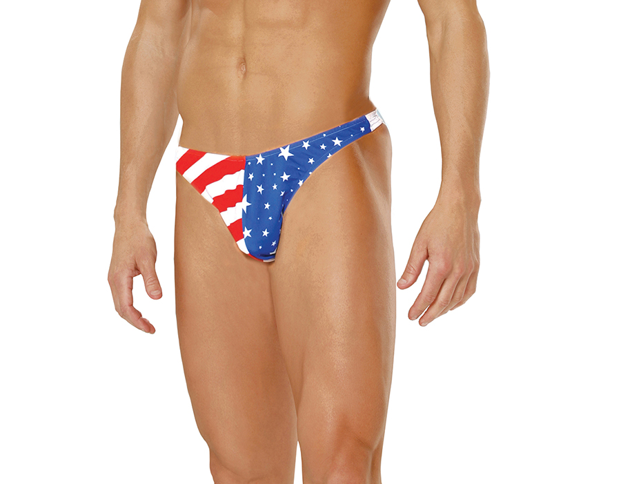 Mens Stars and Stripes Pouch String Thong 